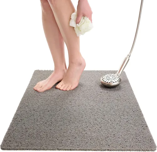 Vista 42 de Enkosi Alfombra de ducha antideslizante Loofah para suelos de ducha, bañera, baños, zonas húmedas, alfombrilla de baño acolchada con agujeros