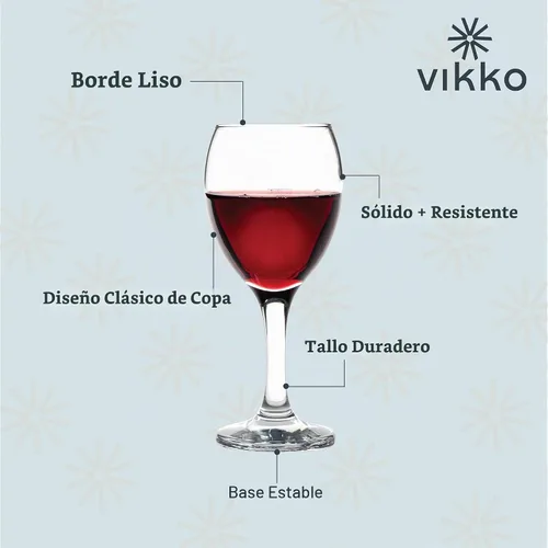 Vista 3 de Vikko Copas de vino pequeñas de 8.5 onzas, juego de 6, vidrio transparente, tallo duradero, apto para lavavajillas