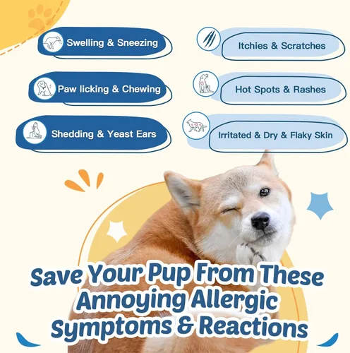 Vista 3 de ZEBORA Masticables para alergias para perros, apoyan las alergias estacionales y el alivio de la picazón, probióticos + omega-3 + calostro