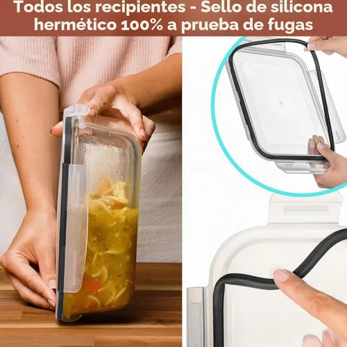 Vista 4 de Razab 4 recipientes grandes de vidrio para almacenar alimentos de 62.9 fl oz / 63 onzas / 8 tazas con tapas, recipientes de vidrio para preparar