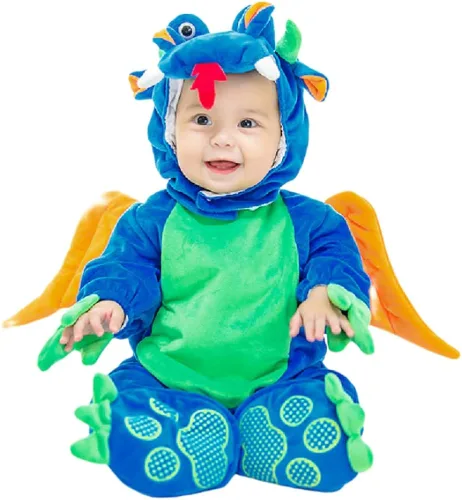 Vista 2 de Quenny Disfraz de animal de Halloween para bebé, ropa de rendimiento de cosplay, overol con capucha