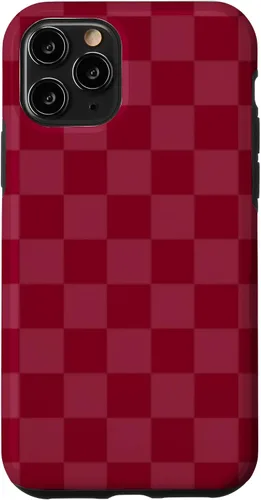 Vista 29 de Funda de diseño simple con diseño a cuadros rojo burdeos para iPhone 16