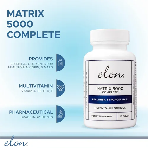 Vista 2 de Elon Matrix 5000 - Multivitamínico completo, vitaminas para el crecimiento de la piel, el cabello y las uñas, vitaminas saludables