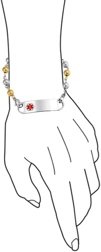 Vista 3 de Pulsera de cadena de eslabones personalizable con identificación de alerta médica para mujer, de acero inoxidable, 7.5 pulgadas