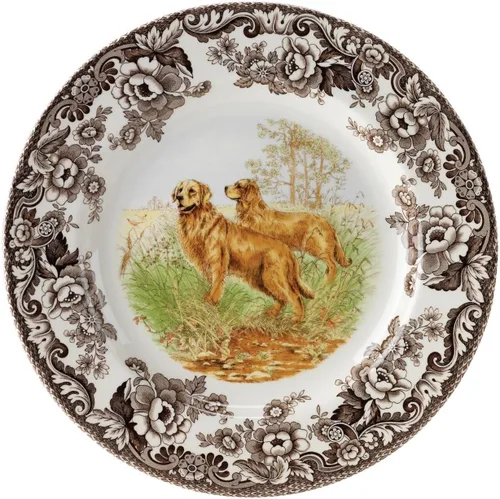 Vista 28 de Spode Woodland Bass Plato de Ensalada - 8" Loza Fina, Hecho en Inglaterra, Diseño de Pez de Caza con Borde de Flores Británicas para Ensaladas