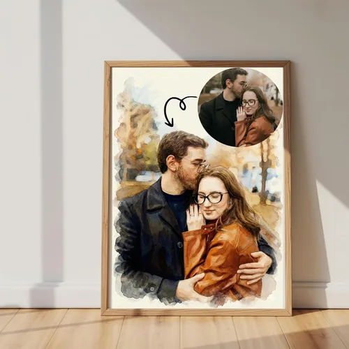 Vista 8 de Noni Retrato de pareja de acuarela personalizado de la foto, foto personalizada para pintar arte de pared, lienzo personalizado para pareja, regalo