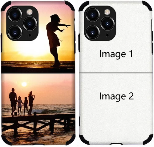 Vista 14 de Funda personalizada para iPhone 17, 16, 15, 14, 13, 12, 11 Pro/Max/Air/Puls, piel sintética + material TPU, bolsa de aire de cuatro esquinas es