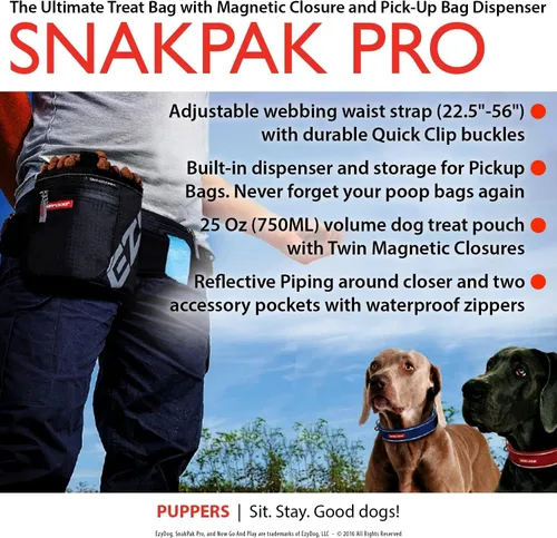 Vista 3 de EzyDog SnakPak Pro - Bolsa de entrenamiento impermeable para perros con cierre magnético, dispensador de bolsa de recogida y cinturón