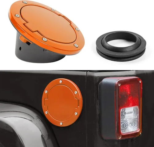 Vista 8 de JeCar Tapa de Combustible de Aluminio Cubierta de Puerta de Llenado para Jeep Wrangler 2007-2018 JK y Unlimited Accesorios (Negro)
