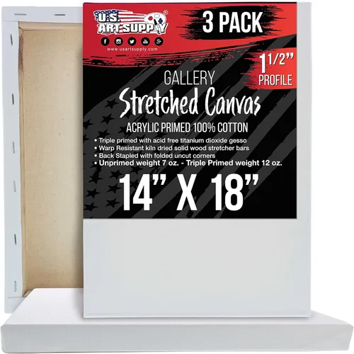 Vista 13 de U.S. Art Supply Paquete de 5 Bastidores estirados en masa para pintar 4 x 6 pulgadas de profundidad de galería, perfil de 1-1/2" - Calidad