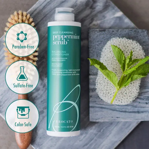 Vista 7 de Brocato Acondicionador equilibrante de menta exfoliante, 8.5 onzas Acondicionador hidratante ligero con aceite de menta puro mejorado desenredante