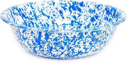 Vista 12 de Enamelware Cuenca pequeña, 4 cuartos de galón, Negro/Blanco Splatter (individual)