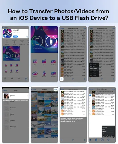 Vista 8 de Unidad flash de 256 GB con certificación MFi para iPhone Photo Stick, memoria USB para fotos, unidad de salto de alta velocidad almacenamiento
