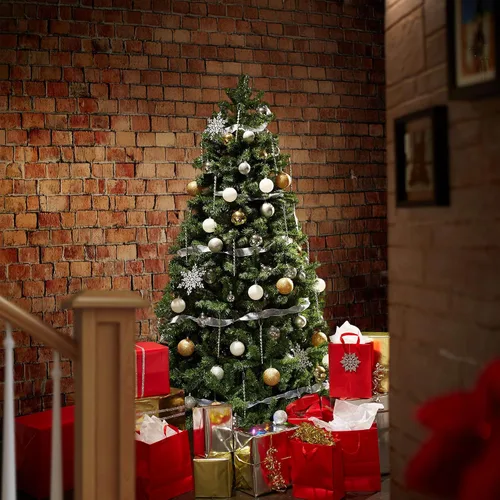 Vista 2 de Casafield Árbol de Navidad artificial realista de abeto verde sin iluminación de 4.5 pies con soporte de metal resistente