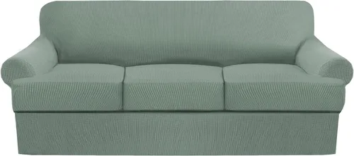 Vista 38 de Funda de sofá con cojín en T de alta calidad, juego de 4 piezas para sofás con cojines en T (se adapta a 72-90 pulgadas), protector de muebles suave