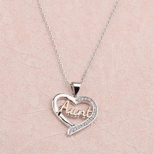 Vista 4 de BNQL Collar para tía futura, regalo para tía primeriza, regalo de anuncio para la nueva tía (collar de tía), Acero inoxidable, No es una piedra