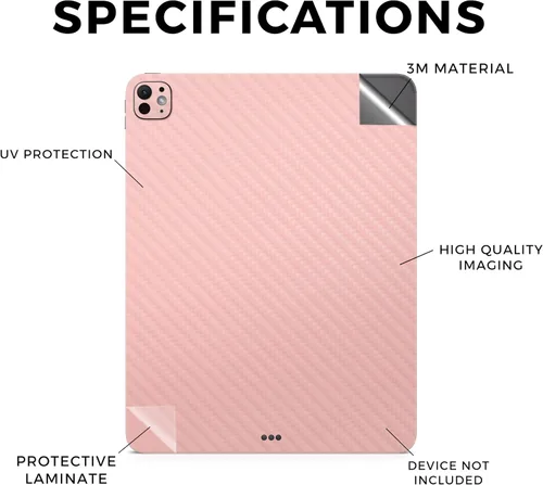 Vista 2 de MightySkins - Funda protectora de vinilo de fibra de carbono compatible con Apple iPad Pro 11 (M4) 2024, color rubor sólido, funda protectora