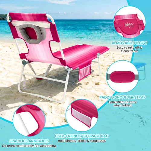 Vista 5 de #WEJOY Silla de bronceado plegable de 300 libras con orificio facial