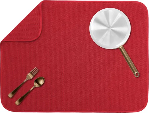 Vista 52 de S&T INC. Tapete de microfibra para secado de platos, reversible y absorbente para cocina, de 16 x 18 pulgadas, color negro