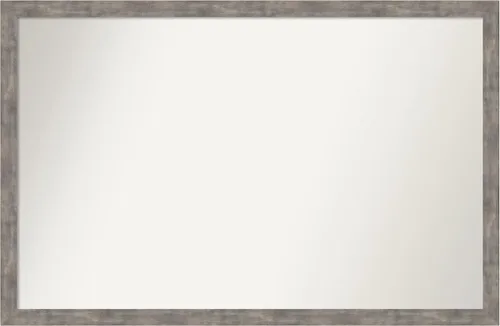 Vista 177 de Amanti Art Silver Bathroom Mirror for Over Sink, 26x45 Custom Made Marred Pewter Rectangle Vanity Mirror, Oversize Casual Wood Frame, Hangs Estaño