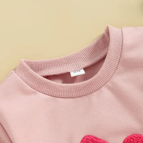 Vista 190 de Traje de San Valentín para bebé, niña, niño, traje de San Valentín, sudadera de manga larga con estampado de corazón
