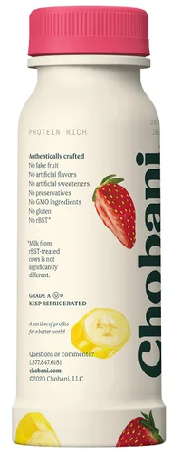 Vista 2 de Chobani® bebida de yogur griego bajo en grasas de fresa y plátano 7oz