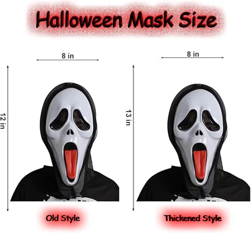 Vista 5 de ADWOA 2 máscaras de fantasma de Halloween, máscara de grito, espeluznante máscara de cara completa, fantasma aterrador, accesorios para Halloween