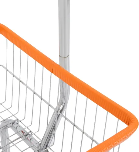Vista 8 de Carrito de lavandería, Carrito de lavandería de alambre de acero, Cesta de lavandería con ruedas, Cesta de lavandería comercial con bastidor
