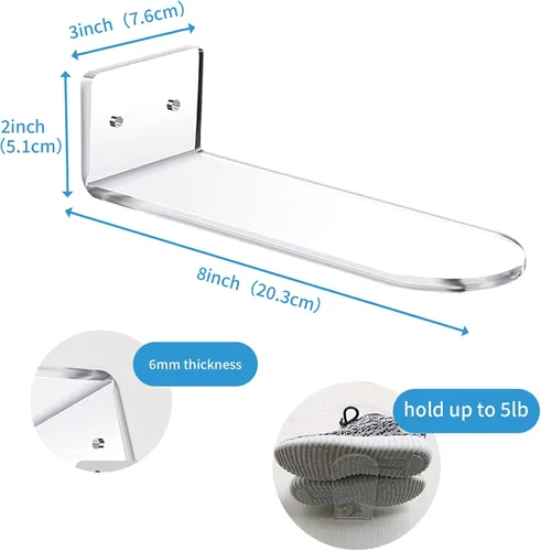 Vista 3 de Zapatero flotante de acrílico para montaje en pared, estante de almacenamiento transparente para uso doméstico, estante de exhibición de zapatos
