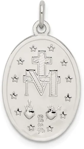 Vista 4 de Diamond2Deal Colgante de medalla milagrosa de plata de ley 925, joyería fina para mujer (L- 0.945 in W- 0.512 in), Plata esterlina