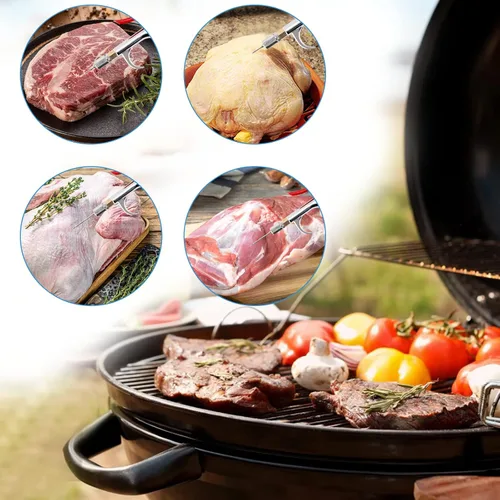 Vista 3 de Bomba eléctrica inyectora de carne con manguera, jeringa inyectora de marinada de acero inoxidable de 70 W con 10 agujas para barbacoa, pavo, cerdo