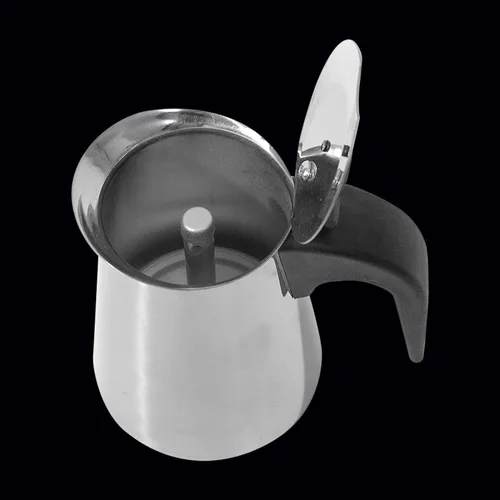 Vista 3 de Cafetera de café expreso, cafetera de acero inoxidable, cafetera italiana para el hogar y campamento, 4 tazas