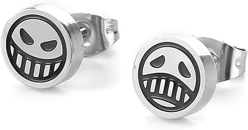 Vista 2 de Pendientes de tuerca de anime Happy Unhappy, accesorio de cosplay, Acero inoxidable