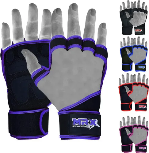 Vista 9 de MRX BOXING & FITNESS Guantes de entrenamiento para hombres y mujeres, guantes de levantamiento de pesas ventilados con muñequeras, protección