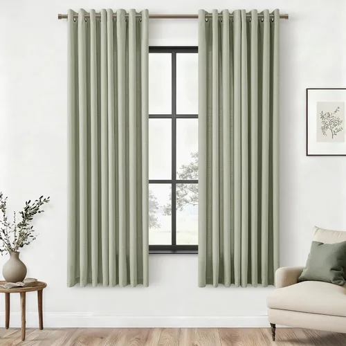 Vista 30 de Cortinas de avena con ojales DUKIYO de 96 pulgadas de largo para sala de estar, comedor, juego de 2 paneles, cortinas de arena y beige