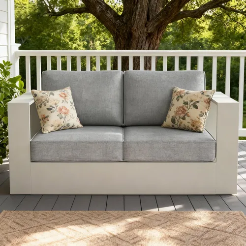 Vista 9 de LayinSun - Juego de muebles de exterior de aluminio de gran tamaño de 5 piezas con mesa auxiliar Negro/Gris oscuro