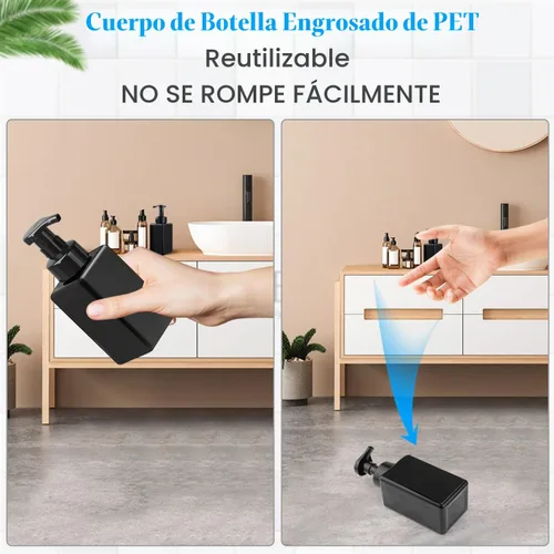 Vista 6 de Paquete de 3 dispensadores de jabón espumoso de 15 oz/15.2 fl oz, botella de espuma de plástico, contenedor de jabón líquido recargable para champú