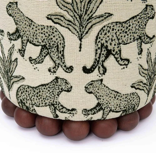 Vista 6 de Tov Furniture Dex taupe con estampado de leopardo, otomana de jacquard Topo