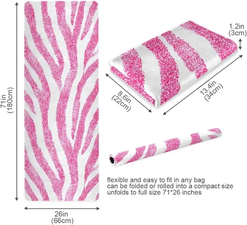Vista 6 de Hot Pink Zebra Pattern Yoga Mat Non Slip Thick Kids Eco Friendly Rubber Workout Foldable Yoga Mat Women Exercise