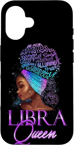 Vista 32 de Purple Libra Queen African American Woman Septiembre Octubre Funda para iPhone 17
