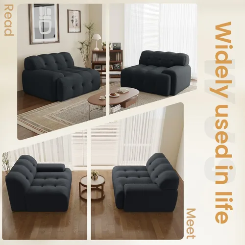 Vista 7 de Sofá modular modular de 86.6 pulgadas, sofá biplaza de gran tamaño, tela de malla 3D, cómodo sofá de nube, sofá curvado para sala de estar, oficina