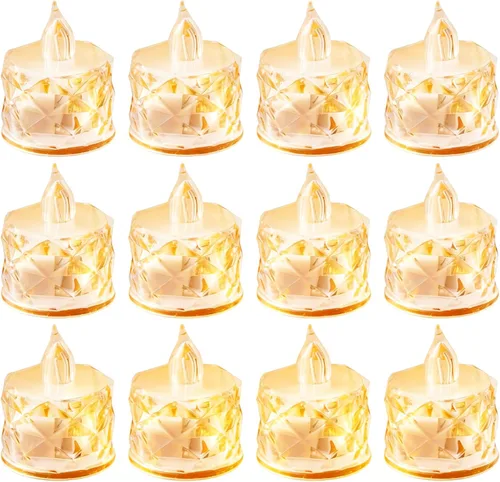 Vista 2 de Paquete de 12 velas de té LED sin llama, para decoración de Halloween, Navidad, hogar/boda, regalos de días festivos y luces decorativas