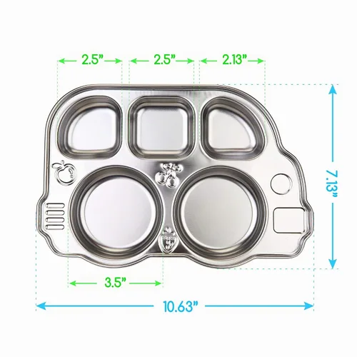 Vista 9 de Innobaby Placa de autobús de acero inoxidable, el original, libre de óxido, placa dividida segura, placa de forma divertida inventada para bebés