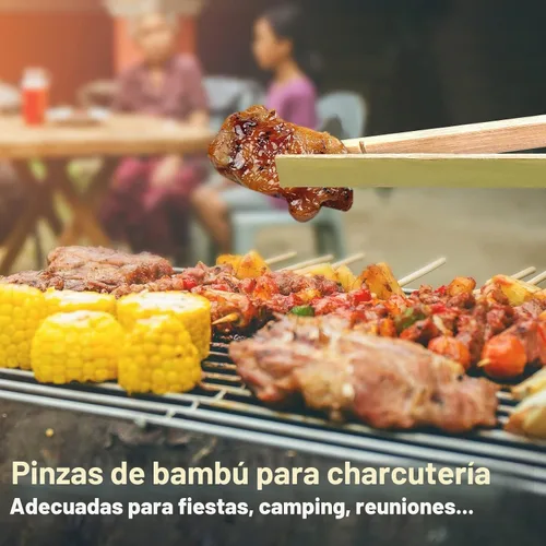 Vista 7 de Mini pinzas de bambú desechables, 100 unidades, pinzas de madera de 6.2 pulgadas de largo para embutidos, utensilios de cocina grandes