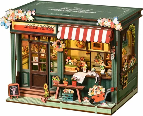 Vista 10 de FERAHI Kits de rincón de libros para adultos, decoración de rincón de libros con luz LED, kit de casa en miniatura, rompecabezas de madera 3D, kit