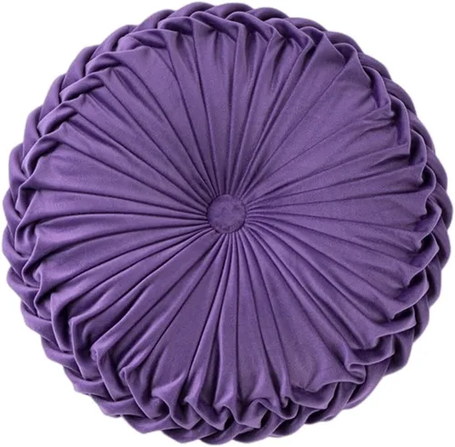 Vista 9 de Baiyuruodie Cojín redondo de terciopelo, cojín decorativo para sofá y cama del dormitorio (38cm, azul)