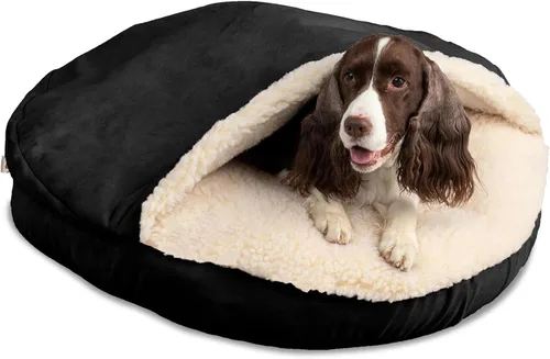 Vista 20 de Snoozer Cama de lujo de microsuede acogedora estilo cueva para mascotas, pequeña, antracita