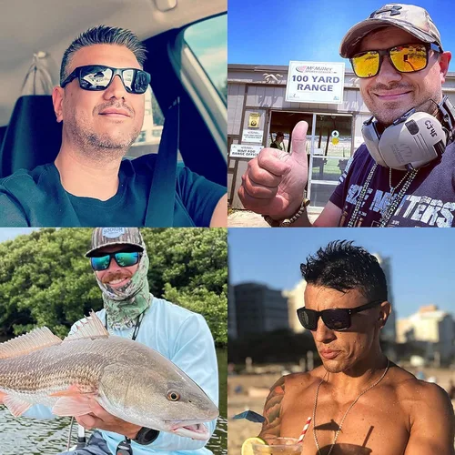 Vista 3 de Carfia Gafas de sol polarizadas clásicas para hombres, deportes al aire libre, senderismo, navegación, pesca marina, sombras cuadradas envolventes