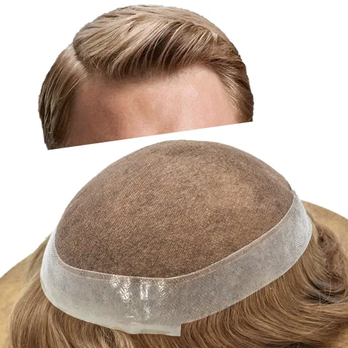 Vista 35 de Toupee For Men Real Human Hair Mens Toupee Hair Replacement System Swiss Lace Toupee For Men Natural Human Hair Piece Mens Toupee6*8"-90% density#2