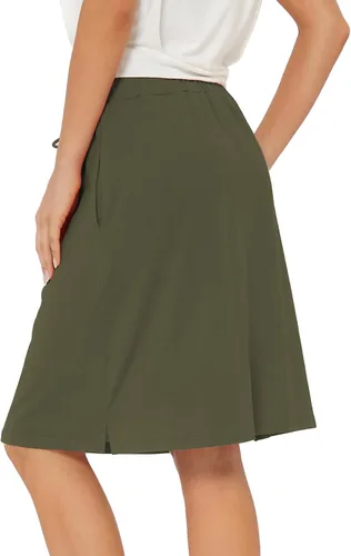 Vista 4 de Century Star Faldas de tenis para mujer con bolsillos, para golf, longitud hasta la rodilla, faldas deportivas con cordón en la cintura y pantalones